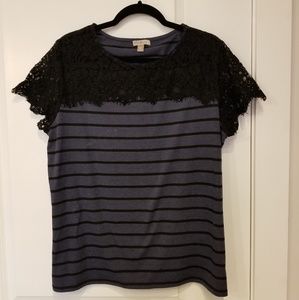 ROZ & ALI. Black and blue w/ lace and stripes (1x)